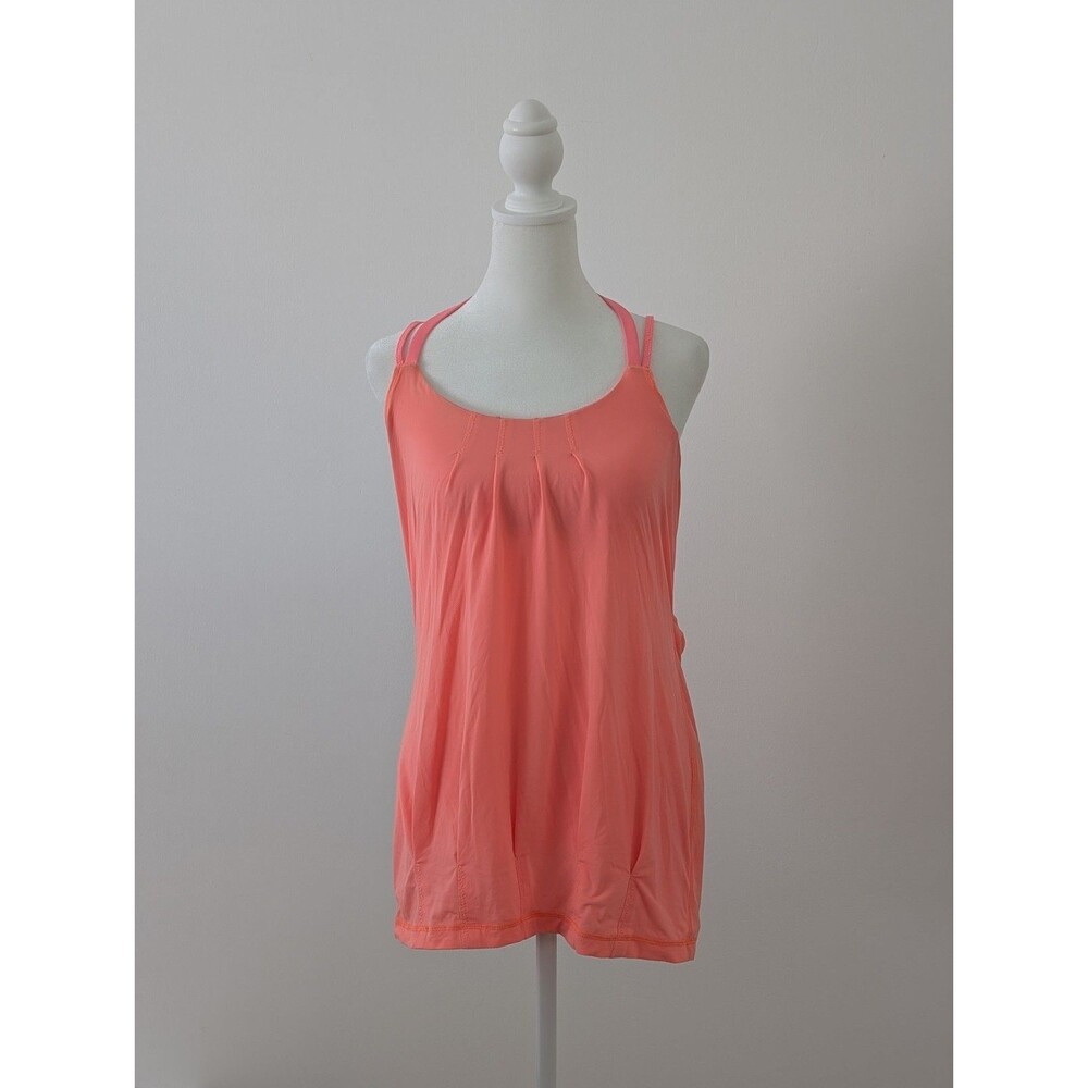 Lululemon Athletica Top Women 6 Coral Pink Built In Strappy Bra Flow and Go II